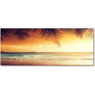 Tulup® Küchenrückwand Spritzschutz aus Glas -125x50 -Spritzschutz auf gehärtetes Glas Deko Landschaften Tropischer Strand