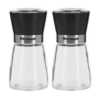 WESTMARK Blacky Gewürzmühle, 190 ml, 2-teilig, Hochwertiger Streuer ohne Mahlreste auf dem Tisch, 1 Set = 2 Streuer
