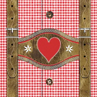 20 Servietten Bayrisch Lederhosen und Hemd rot als Tischdeko. Papierservietten mit Motiv. Auch für Decoupage und Serviettentechnik 33x33cm