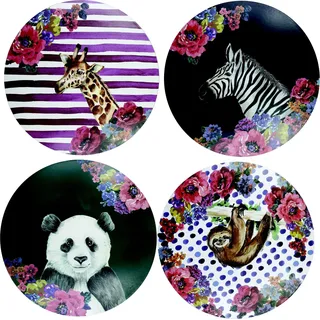 Mikasa Wild at Heart - Set de 4 runde Tischsets de Kork de 25 cm, hitzebeständig, rutschfest und waschbar, mit Tierprint de