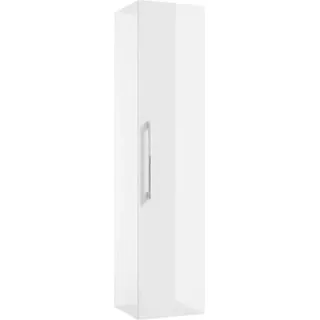 Domodomo Badezimmer Badschrank Pinia 125 x 33 cm, Badezimmer Hängeschrank Wandschrank- hoch Weiß Hochglanz Badhängeschrank mit Fronten in Hochglanz - Weiß