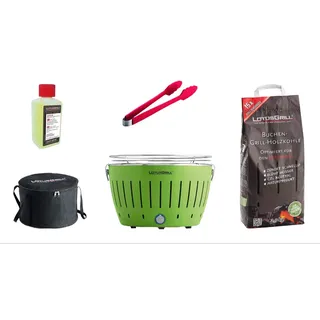 LotusGrill Starter-Set Classic Grill Limettengrün USB-Anschluß