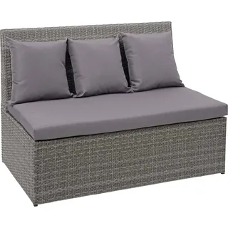 Poly-Rattan 2er Sofa HWC-G16, Lounge-Gartenbank Sitzbank Sessel, Gastronomie 120cm grau, Kissen dunkelgrau - Grau