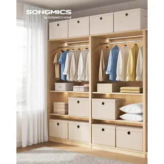 SONGMICS Aufbewahrungsboxen 3er-Set, Ordnungsbox, stapelbar mit Griffen, 43 x 30 x 30 cm, sand - Beige