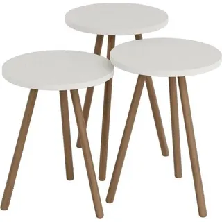 Garten- und Outdoor-Möbel Set - Rund - Holz- und Weiß - Spanplatte und Buche - Stilvolles Design - Weiß