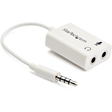 Bild StarTech.com 3,5mm Klinke Audio Y-Kabel, Adapter für Headset, Mikrofon und Lautsprecher, Aux Kabel für Laptop und Ultrabooks, Stecker für Audio und Mic, in Weiß