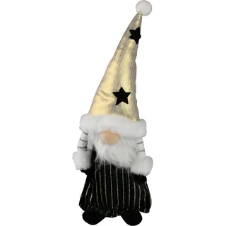 AM Design Weihnachtsfigur mit goldener Mütze und schwarzen Sternen goldfarben