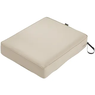 CLASSIC ACCESSORIES Montlake Wasserabweisendes, rechteckiges Outdoor-Sitzkissen, Terrassenmöbel, Stuhlkissen, Antik Beige, Terrassenmöbel-Kissenbezüge, 58,4 x 63,5 x 12,7 cm