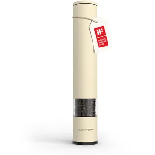 LARS NYSØM Pfeffermühle manuell groß (28,8cm) mit einstellbarem Keramikmahlwerk I Salzmühle Pfeffermühle Gewürzmühle (1 Stück) (Almond Beige)