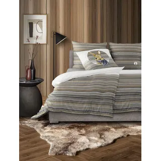 Bettwäsche IRISETTE "Zobel 8630", braun (natur), B/L: 155cm x 220cm, 1 Stk., 1 Stk., Biber, B/L: 80cm x 80cm, 2 Stk., Biber, Obermaterial: 100% Baumwolle, Bettwäsche, Bettwäsche, samtig weich, leicht und wärmend