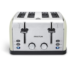 PRIXTON - Bianca Toaster - 4 Scheiben - 7 Röststufen - Leistung 1900W - Rostfreier Stahl