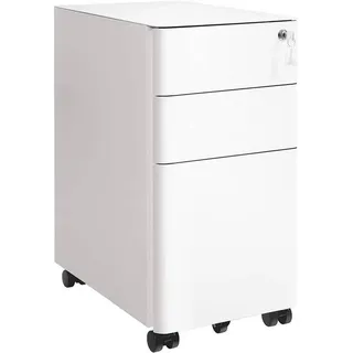 Songmics Rollcontainer weiß 3 Auszüge 30,0 x 46,0 x 59,2 cm