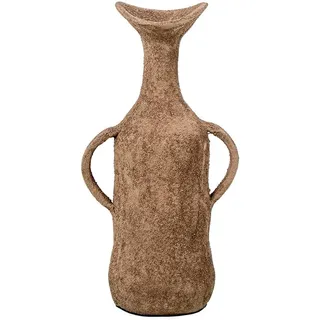 DRW Tischvase mit Aluminiumgriffen in Beige, 13 x 9 x 25 cm