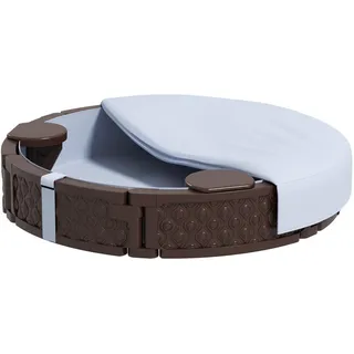 Aiyaplay Sandkasten Runde Sandkiste für bis zu 3 Kinder, mit 3 Sitzen, Dunkelblau , Braun , Kunststoff , 120x22x120 cm , Freizeit & Co, Gartenspielzeug, Sandkästen