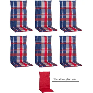 Beo Sitzauflage Hochlehner Gold Coast 6er-Set Rot kariert