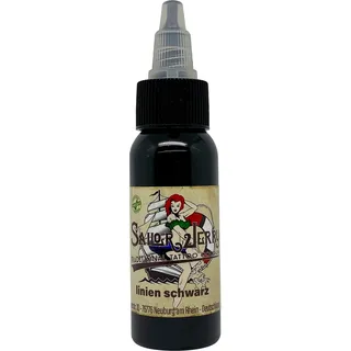 Sailor Jerry von Deep Colours. GmbH REACH konforme Sailor Jerry Tattoofarbe Liner Black (Linien Schwarz), 30 ml. Deutsche Tattoofarbe, Made in GERMANY und mit Zertifikat, Tätowierfarbe, Tattoo Ink,