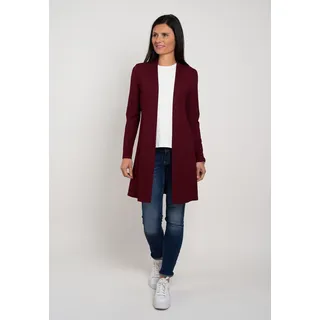 Cardigan SEIDEL MODEN, Damen, Gr. 36, rot (bordeaux,48), Jersey, Obermaterial: 95% Viskose, 5% Elasthan, unifarben, normal hüftbedeckend, Rundhals, abgesteppt, Strickjacken Cardigan, ohne Verschluss und aus Viskose MADE IN GERMANY