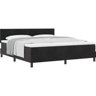 vidaXL Boxspringbett mit Matratze Schwarz 180 x 200 cm Samt - Schwarz