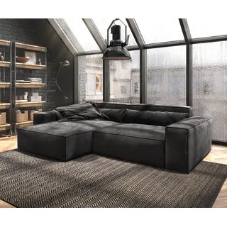 DELIFE Ecksofa Sirpio XL 270x170 cm Mikrofaser Schwarz Recamiere variabel - Schwarz