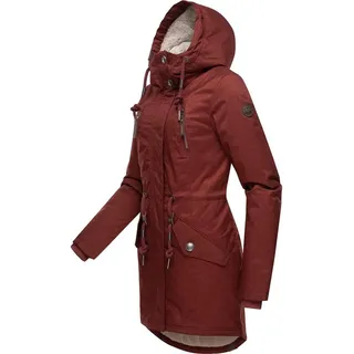 Ragwear Damen Wintermantel warm gefütterter Parka lang wasserdicht mit Kapuze Elsie Melange Wine Red Gr. 5XL - 5XL