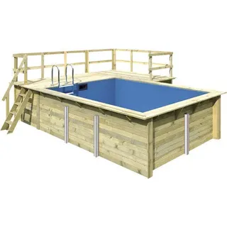 Aufstellpool Holzpool-Set Karibu rechteckig 582x483x124 cm inkl. Sandfilteranlag