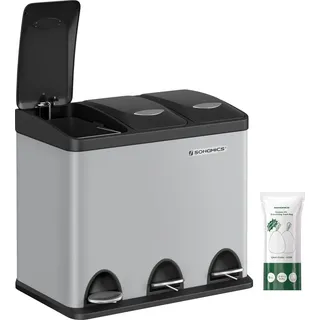 Songmics Mülleimer 3 x 8 l Grau