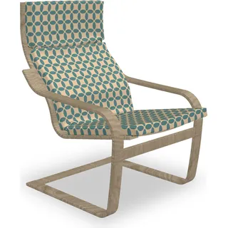 ABAKUHAUS abstrakte Geometrie Poäng Sessel Polster, rhythmische Flora, Sitzkissen mit Stuhlkissen mit Hakenschlaufe und Reißverschluss, Blasse Pfirsich-Kadett-Blau - Bunt