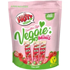 FRITT Vegan Erdbeer & Himbeer Minis 135g, 100% Vegan, Mini Kaubonbon-Streifen für alle Smoothie Lover