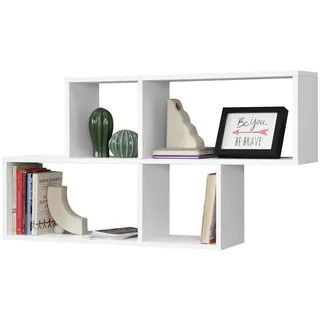 [en.casa] Wandregal Bryne , Holzwerkstoff , 4 Fächer , 100x53x19.5 cm , Wohnzimmer, Regale, Wandregale