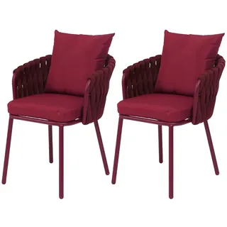 Mendler HWC-P89 Gartensessel 56 x 71 x 71 cm grau/rot 2 St.