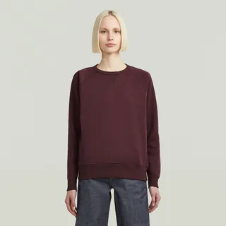 Sweatshirt G-STAR "Premium core 2.0", Damen, Gr. XS (34), braun (maroon), Sweatware, Obermaterial: 55% Baumwolle, 45% Polyester, unifarben, regular fit, Rundhals, Raglanärmel angesetztes Bündchen, Sweatshirts Sweatshirt, mit Einsatz am Ausschnitt