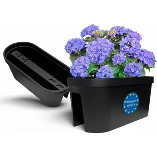 2er Set Balkonkästen 60 cm Anthrazit, wetterbeständiger Kunststoff, verstellbare Halterungen - Grau