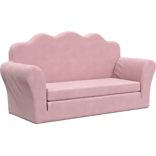 Kinder-Schlafsofa 2-Sitzer Rosa Weicher Plüsch - Rosa