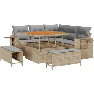 vidaXL Gartensofa-set 8 stk. Beige Poly-Rattan - Beige