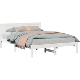 Bettgestell Weiß 140 x 200 cm Massivholz Kiefer - Weiß