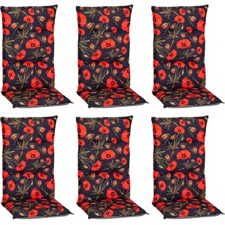 Beo Sitzauflage Hochlehner Trondheim 6er-Set mit roten Mohnblüten