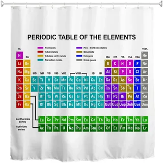 goodbath Periodensystem Duschvorhang 180x180cm Chemische Elemente Wasserdicht Polyester Stoff Badvorhang für Badezimmer Badewanne Hotel