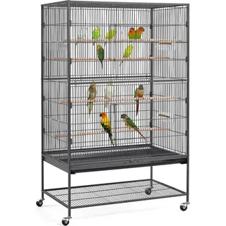 Yaheetech Vogelkäfig großer Vogelkäfig 93 x 56 x 153 cm schwarz