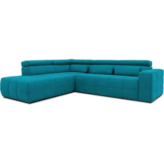 DOMO. collection Ecksofa Brandon, Sofa mit Rückenfunktion in L-Form, Polsterecke, Eckgarnitur Ottomane links 275 x 228 x 98 cm (BxTxH), türkis
