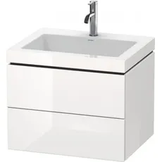 Duravit L-Cube Möbelwaschtisch c-bonded mit Unterbau wandhängend, 60x48 cm, 2 Schubkästen, ohne Überlauf, 3 Hahnlöcher, Farbe: Tessiner Kirschbaum