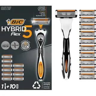 BIC Hybrid 5 Flex Rasierer Herren, Nassrasierer mit 10 Wechselklingen mit je 5 Klingen, mit Aloe Vera & Vitamin E, mit Präzisionstrimmer