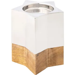 Creativ deco Kerzenhalter »Weihnachtsdeko« edle Kombi aus Edelstahl und Holz, weiß