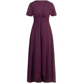 APART Fashion Damen Chiffon Jumpsuit, Tiefer V-Ausschnitt Abendkleid, Kurze Volant-Ärmel, Weites Bein Cape Style Hose, Elegantes Sommer Outfit, Ideal als Brautjungfern Kleid, Hochzeitsgäste Kleid