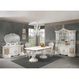 Klassisches Sideboard Kommode Anrichte Spiegel xxl Schrank Italienische Möbel - Weiß