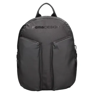 Momo Design Rucksack schwarz Polyurethan mit Reißverschluss Casual Herren Black B UNICA 40x32x12 cm MO-03AD-BLACK - Schwarz