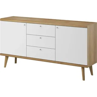 Furniture24 Kommode Primo PKSZ160 Sideboard 160 cm breit 2 Türen 3 Schubladen - Weiß