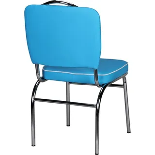 FineBuy Esszimmerstuhl American Diner Blau 50er Jahre Retro Stuhl Sitzfläche mit Rückenlehne Sitzhöhe 47 cm - Blau