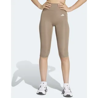 Trainingstights ADIDAS PERFORMANCE "OPT ESS CAPRI", Damen, Gr. M, N-Gr, braun (khaki six, normal, gr.), Obermaterial: 85% Polyester, 15% Elasthan, 3/4-Länge, Hosen Trainingstights, für Fitness und Yoga, mit climacool, 3/4-Länge