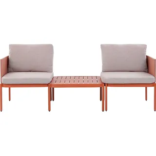 BELIANI Lounge-Set Orange Aluminium Modular 3-teilig Stapelbar 2-Sitzer mit Couchtisch und Auflagen Modern Terrasse Garten Outdoor Möbel Ausstattung - Orange, Weiß