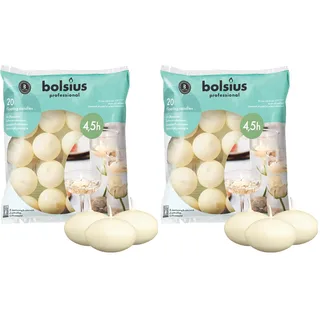 bolsius Schwimmkerzen, Paraffinwachs, Elfenbein, 30 x 45 mm (Packung mit 2)